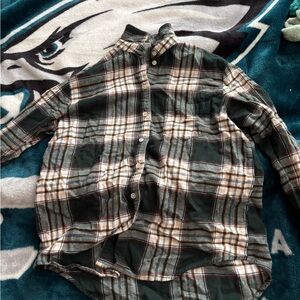 Plaid Green and White Women's Shirt Flannel Old Navy